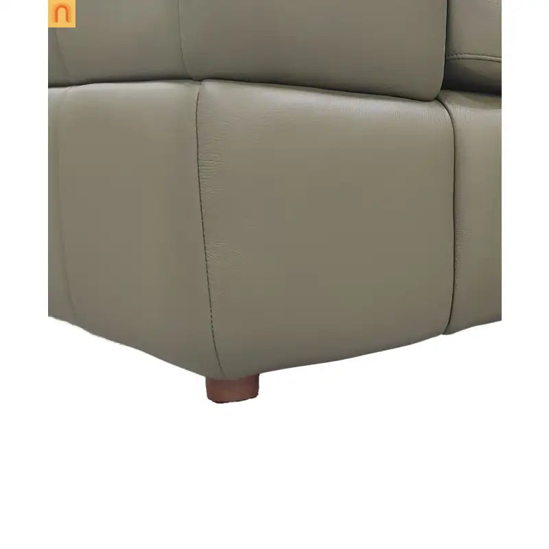 Sectional Modular Leather Match Olive Green Square Arm 8-Seat 131in
