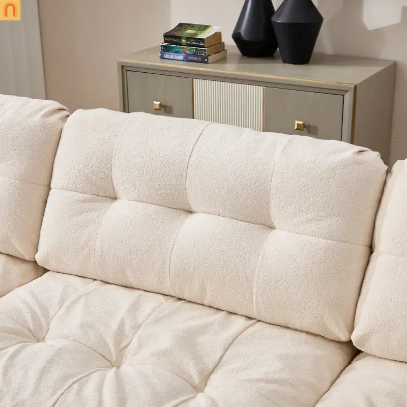 Sectional Sofa Cloud Modular Flannelette Beige 4 Seat 158 In 4 Pillows