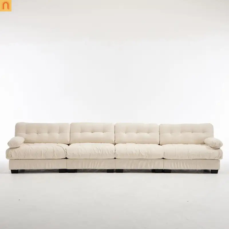 Sectional Sofa Cloud Modular Flannelette Beige 4 Seat 158 In 4 Pillows