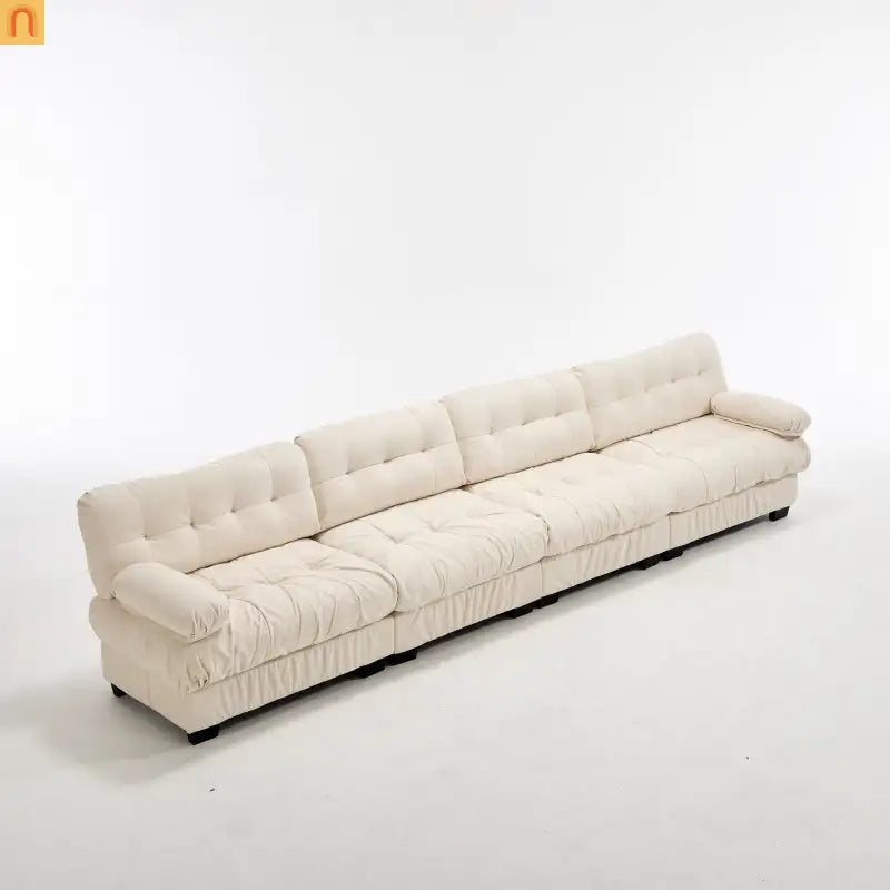 Sectional Sofa Cloud Modular Flannelette Beige 4 Seat 158 In 4 Pillows