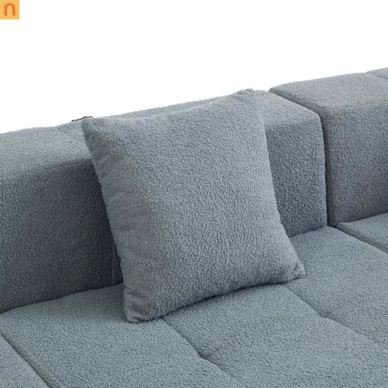 Sectional Sofa Modular Flannelette Gray 6 Seat Convertible 145 In