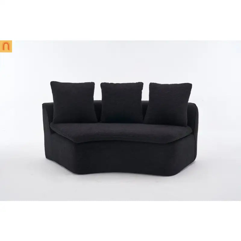 Sectional Sofa U-Shape Chenille Black 10 Seat Modular 128 In No Assembly