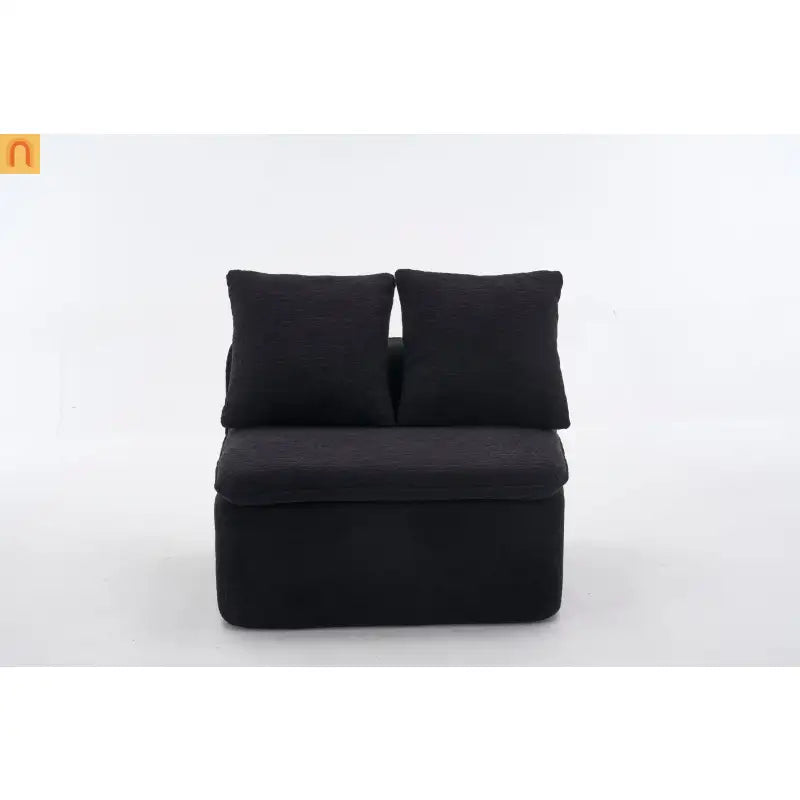 Sectional Sofa U-Shape Chenille Black 10 Seat Modular 128 In No Assembly