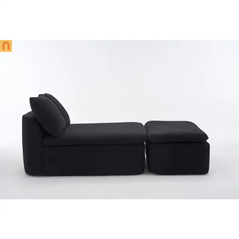 Sectional Sofa U-Shape Chenille Black 10 Seat Modular 128 In No Assembly