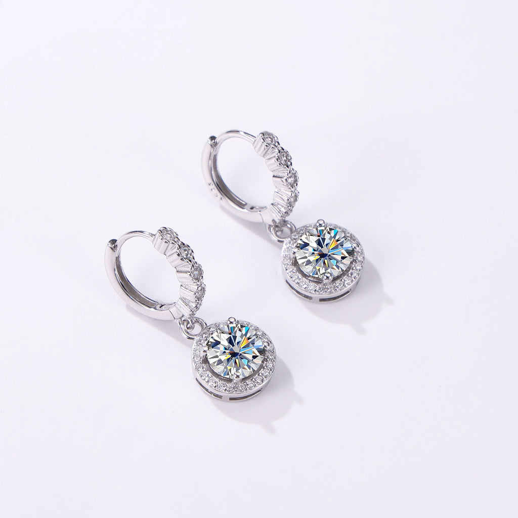 Moissanite 925 Sterling Silver Round D Color Drop Earrings Valentine's Gift