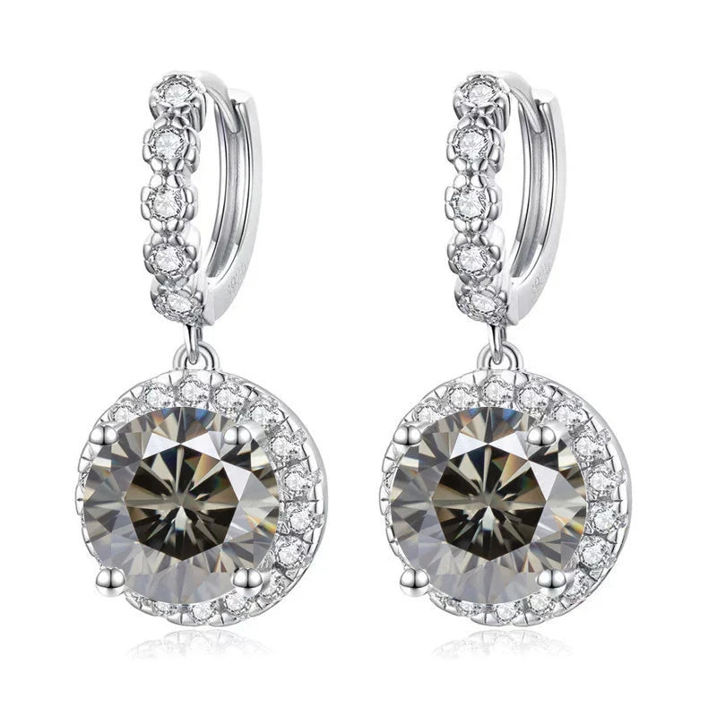 Moissanite 925 Sterling Silver Round D Color Drop Earrings Valentine's Gift