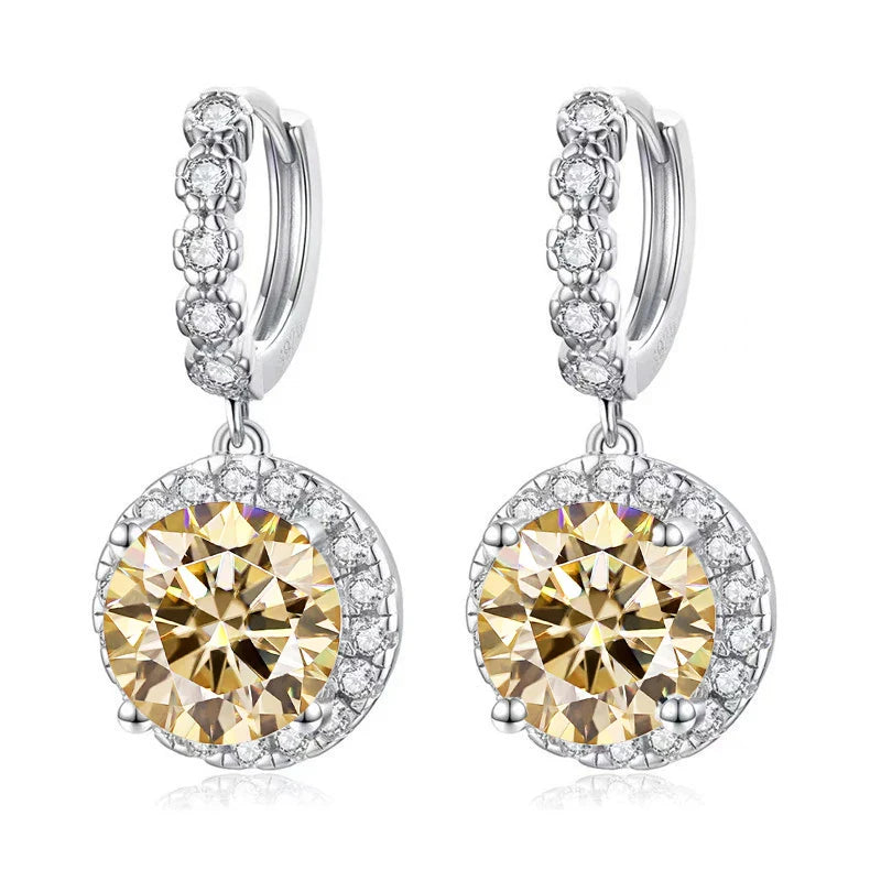 Moissanite 925 Sterling Silver Round D Color Drop Earrings Valentine's Gift
