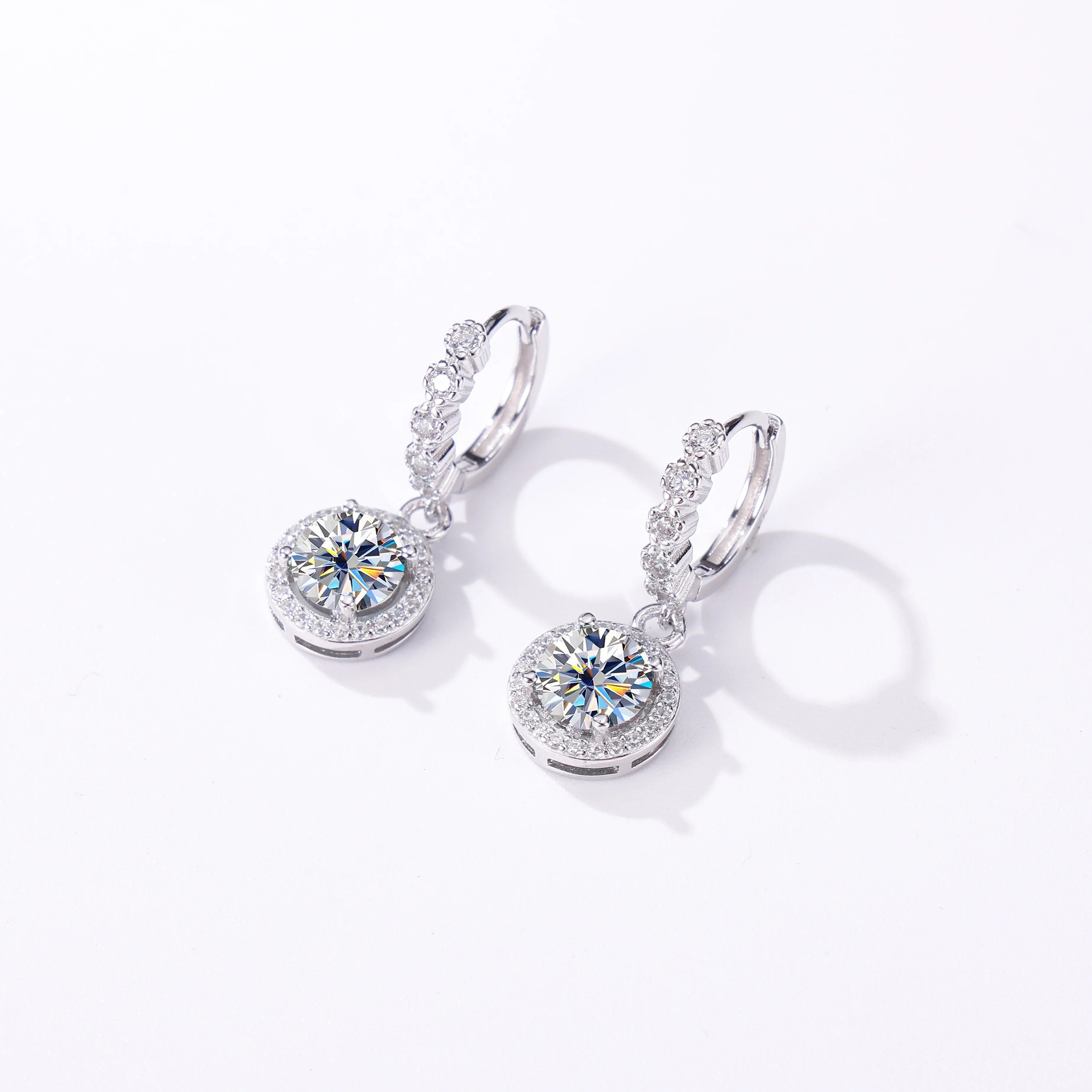Moissanite 925 Sterling Silver Round D Color Drop Earrings Valentine's Gift