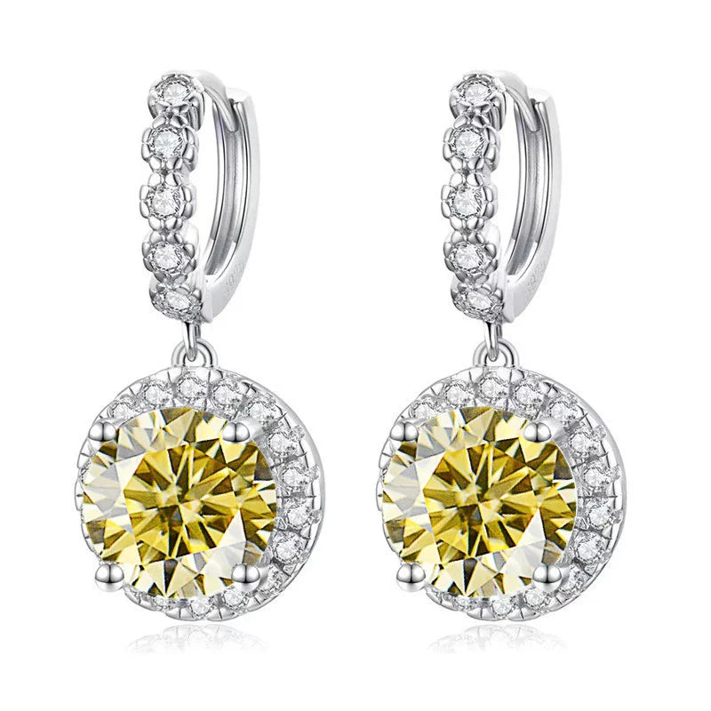Moissanite 925 Sterling Silver Round D Color Drop Earrings Valentine's Gift