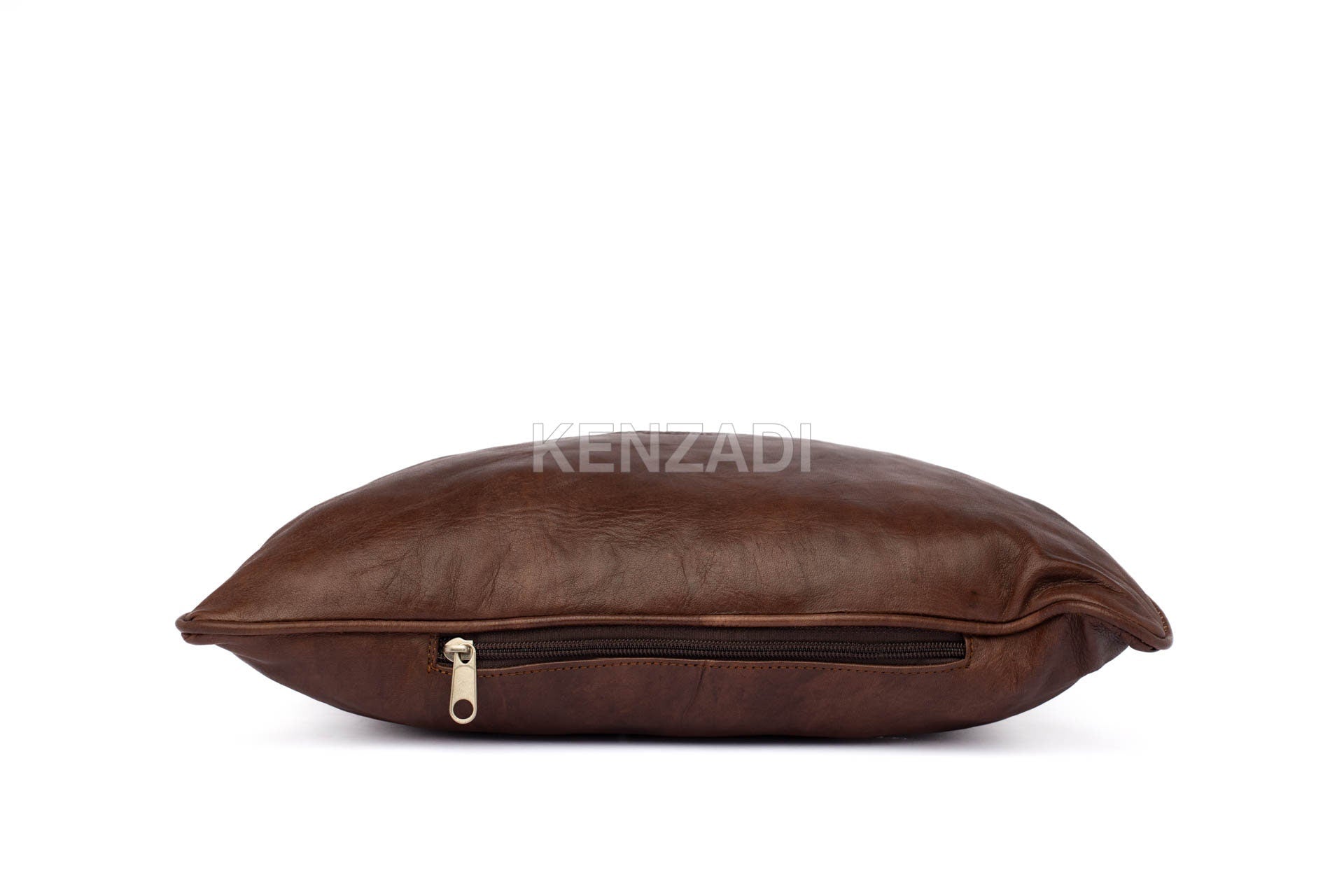 Moroccan Leather Pillow, Brown traditional Throw Pillow Case by MyPoufs.com