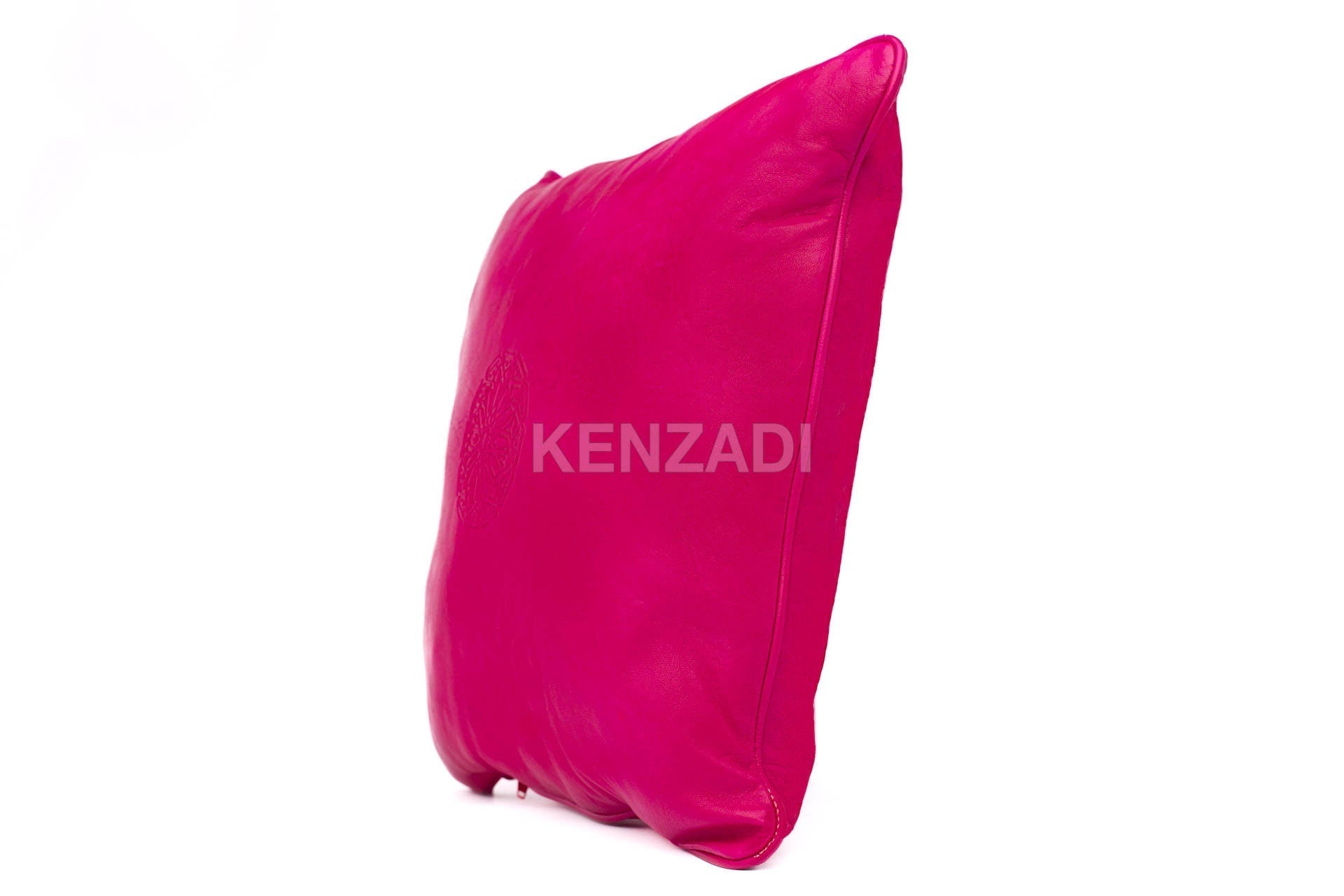 Moroccan Leather Pillow, Pink traditional Throw Pillow Case by MyPoufs.com