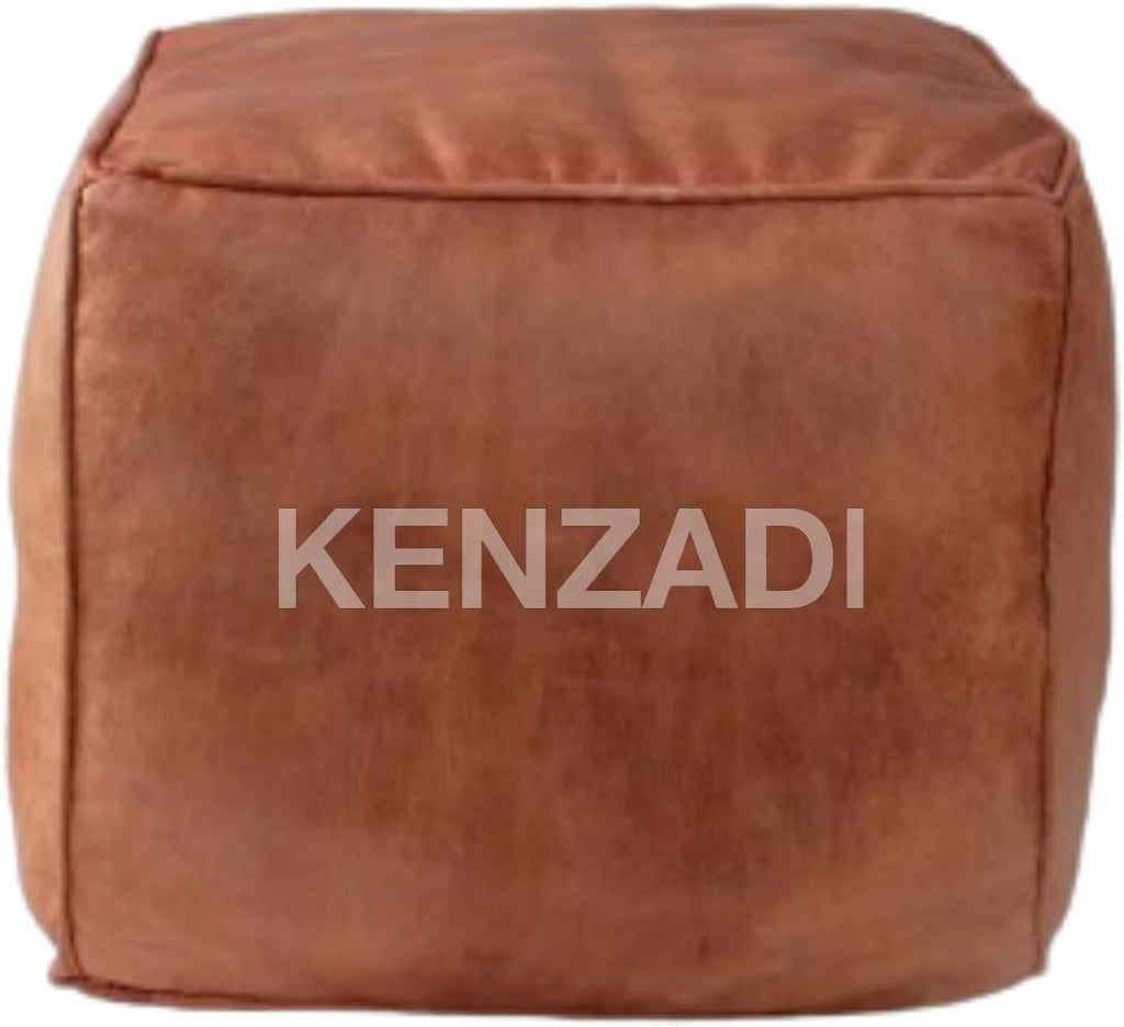 Moroccan Leather Stuffed Poufs