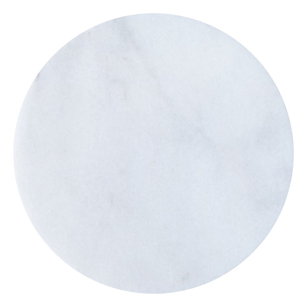 Mugla White Marble Round Side Table - Polished Black Marble Base