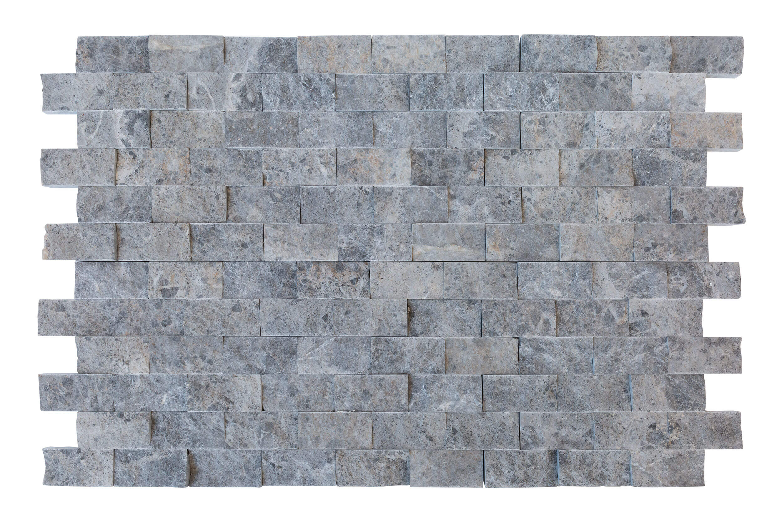 Silver Shadow Split Face Marble Mosaic Tiles 12x12 with Pre-Mounted Mesh Backing