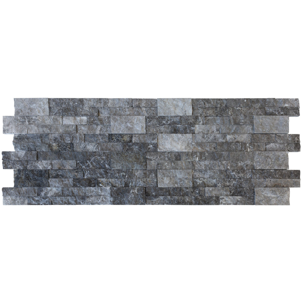 Silver Shadow Marble Split Face Ledger Panel 6x24 - Contemporary Elegant Modern Design