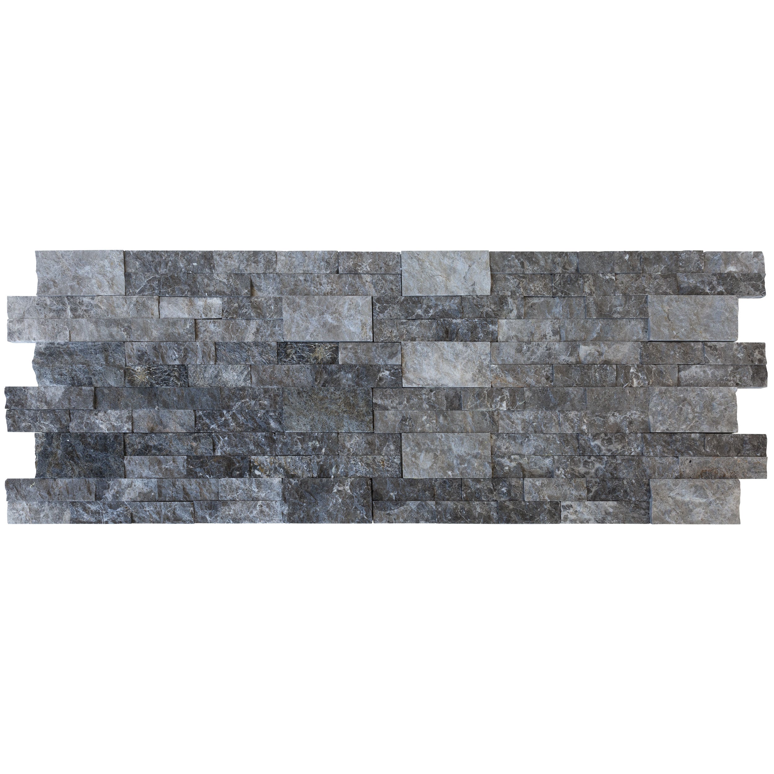 Silver Shadow Marble Split Face Ledger Panel 6x24 - Contemporary Elegant Modern Design