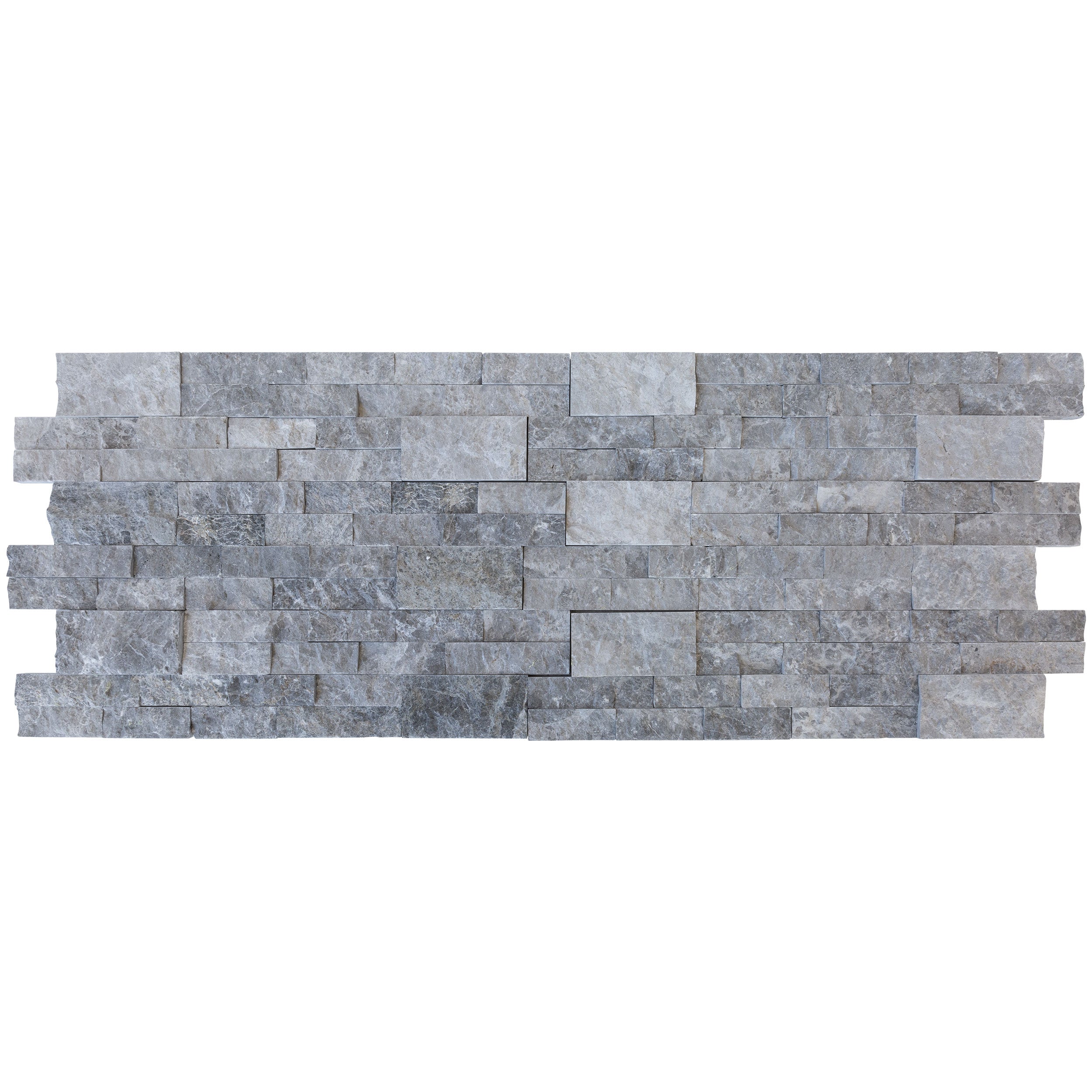 Silver Shadow Marble Split Face Ledger Panel 6x24 - Contemporary Elegant Modern Design