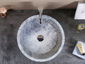 Natural Stone Tundra Grey Marble Round Vessel Sink Polished 16.5x6