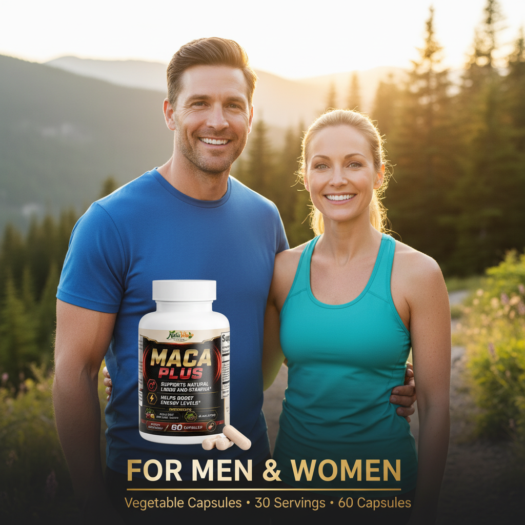Maca Plus™ – Organic Maca Root Red, Black & Yellow | Natural Libido, Stamina & Energy Support | 60 Caps