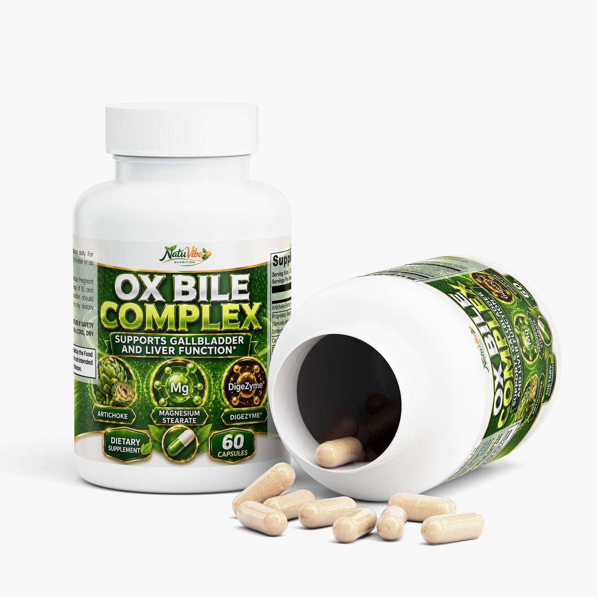 NatuVibe Ox Bile Complex for Digestive Support 60 Caps
