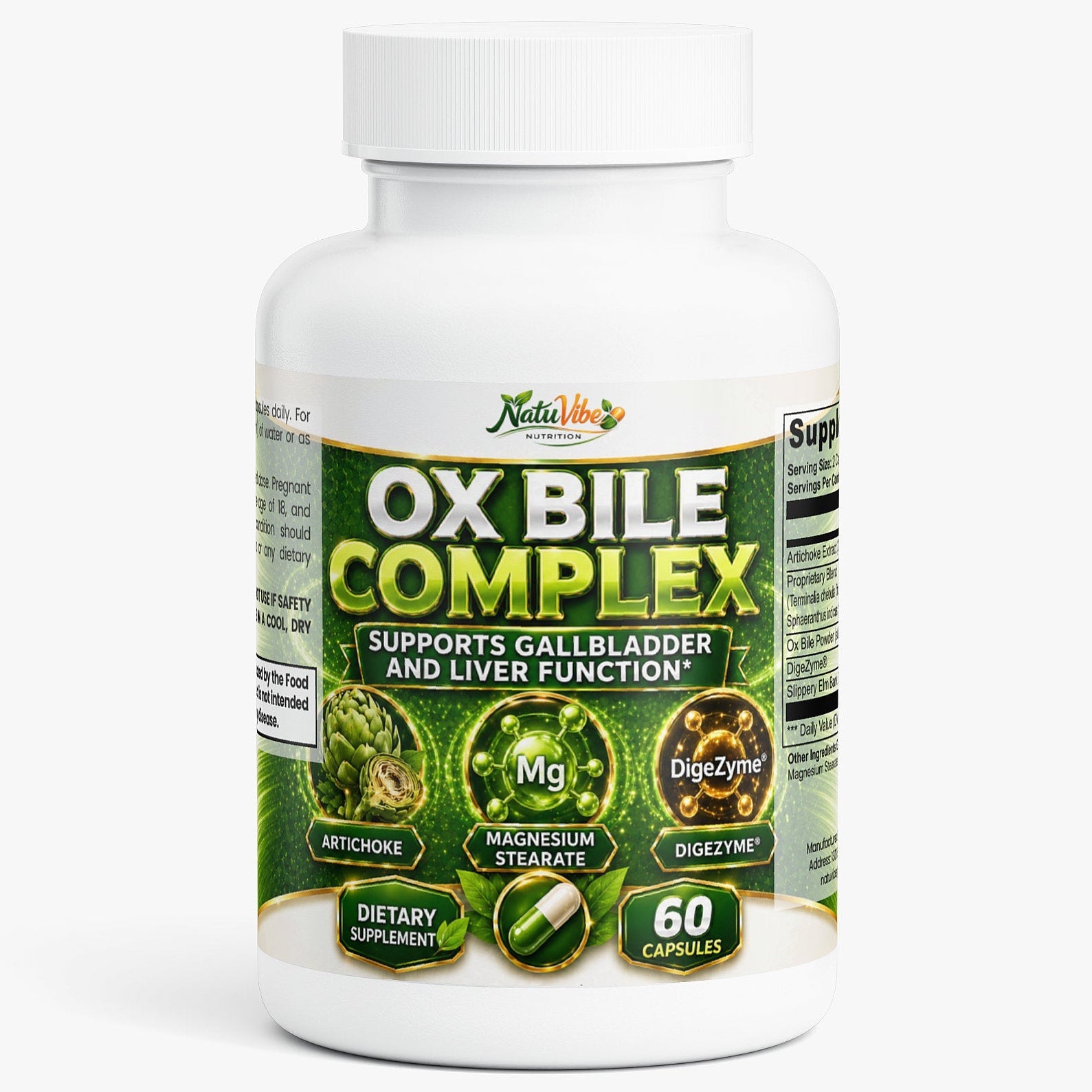 NatuVibe Ox Bile Complex for Digestive Support 60 Caps