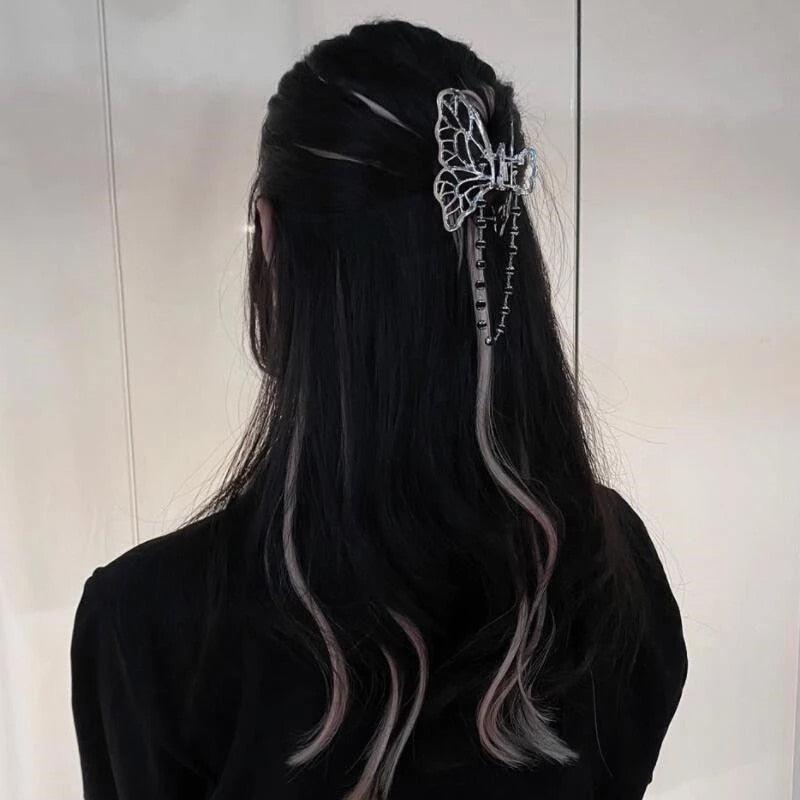 New Butterfly Metal Hair Claws  New Vintage Goth Long Tassel  Love Pendant Barrettes for Women Party Hair Accessories Jewelry Fashion Hairgrips Accessories For Party