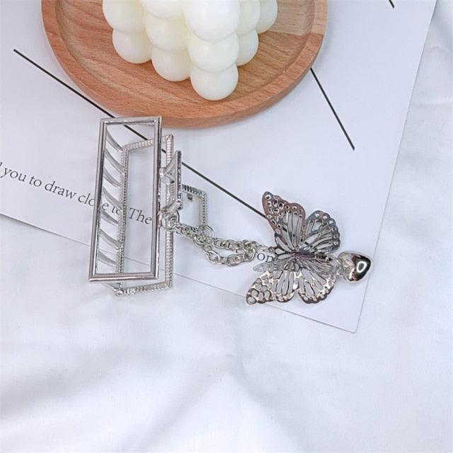 New Butterfly Metal Hair Claws  New Vintage Goth Long Tassel  Love Pendant Barrettes for Women Party Hair Accessories Jewelry Fashion Hairgrips Accessories For Party