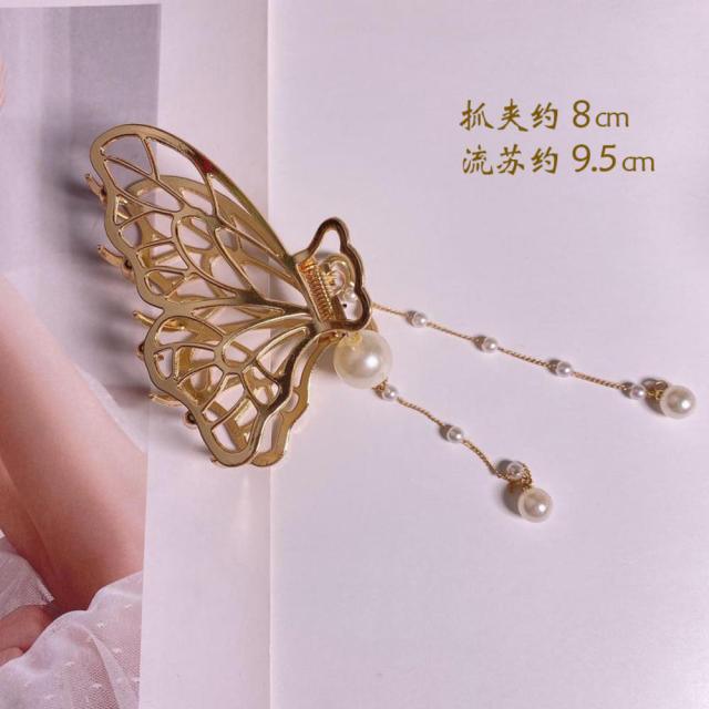 New Butterfly Metal Hair Claws  New Vintage Goth Long Tassel  Love Pendant Barrettes for Women Party Hair Accessories Jewelry Fashion Hairgrips Accessories For Party