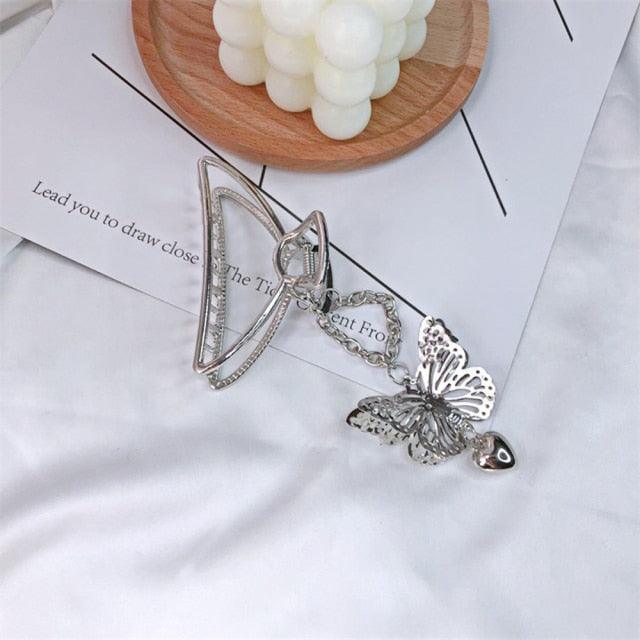 New Butterfly Metal Hair Claws  New Vintage Goth Long Tassel  Love Pendant Barrettes for Women Party Hair Accessories Jewelry Fashion Hairgrips Accessories For Party