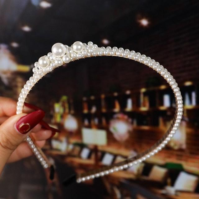 Simulation Pearl Hairbands Women Hair Accessories Korean Handmade Bow Flower Hoops Headband Wedding Ornaments Gorgeous Hair Accessories For Women