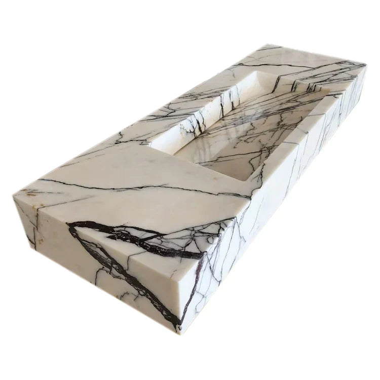 Turkish Marble Wall-mount Rectangular Bathroom Sink 43 Inch - Polished