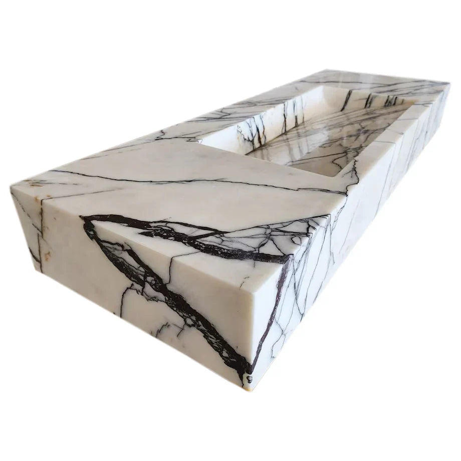 Turkish Marble Wall-mount Rectangular Bathroom Sink 43 Inch - Polished
