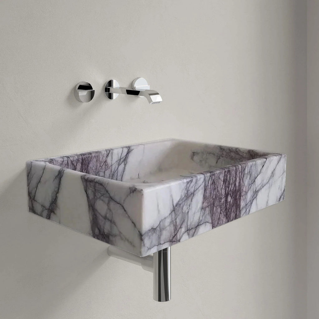 Turkish Marble Rectangular Wall-mount Bathroom Sink - Polished 16x24x5