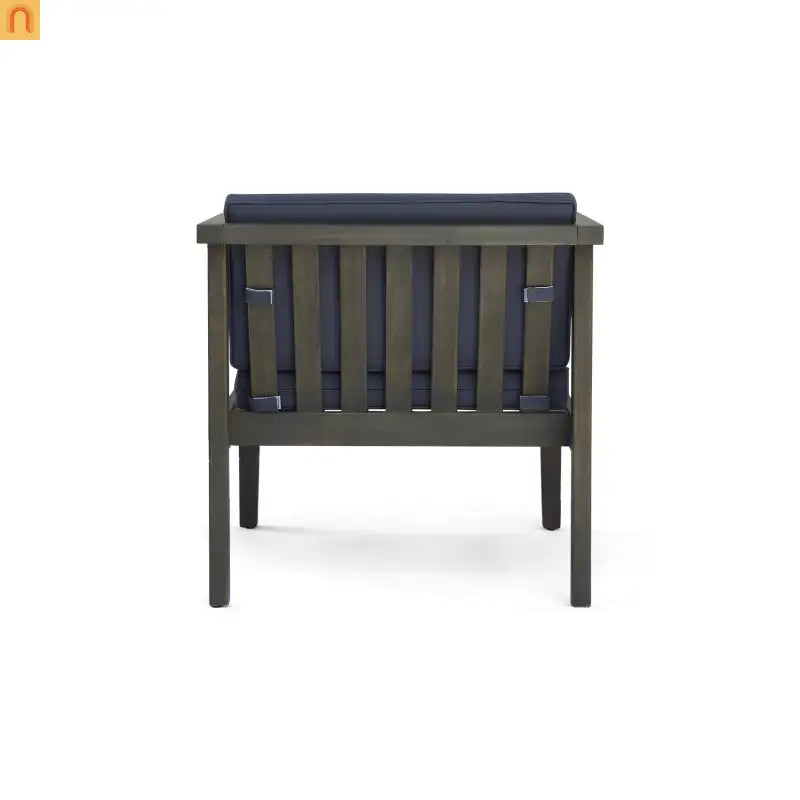 Outdoor Club Chair Acacia Wood Gray Dark Gray Cushion Set of 2