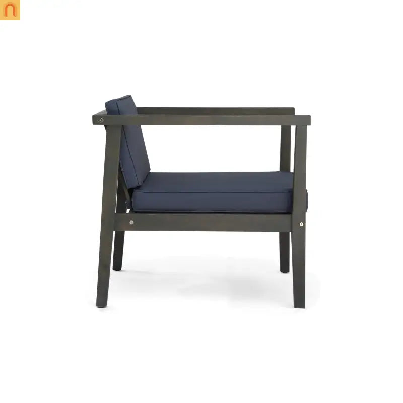 Outdoor Club Chair Acacia Wood Gray Dark Gray Cushion Set of 2