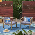 Outdoor Club Chair Acacia Wood Gray Dark Gray Cushion Set of 2