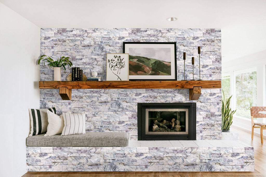White Natural Marble Ledger 3D Panel Wall Tile 6x24 Inches with Grey Veining Turkish