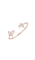 18K Rose Gold & CZ Encrusted Mother Of Pearl Butterfly Women's Bangel Bracelet Jewelry