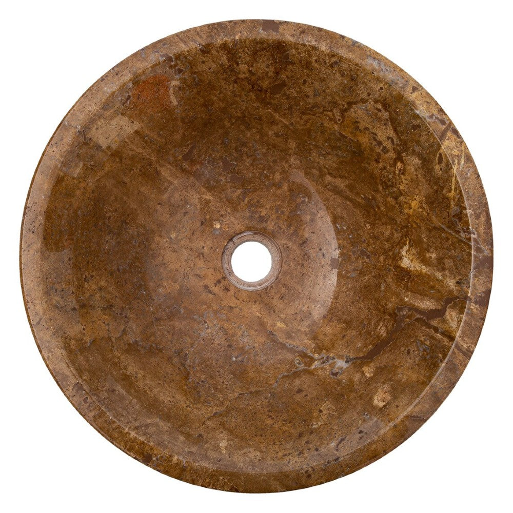 Handcrafted Noce Brown Travertine V-Shape Tapered Vessel Sink - Polished Finish 16x6