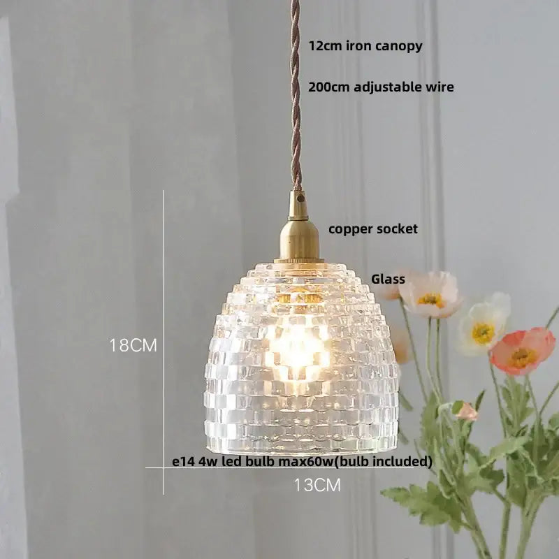 DecorBites™ Brass LED Pendant Light Fixture Clear Glass Adjustable Nordic Hanging Lamp