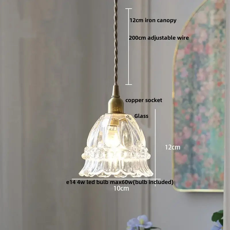 DecorBites™ Brass LED Pendant Light Fixture Clear Glass Adjustable Nordic Hanging Lamp