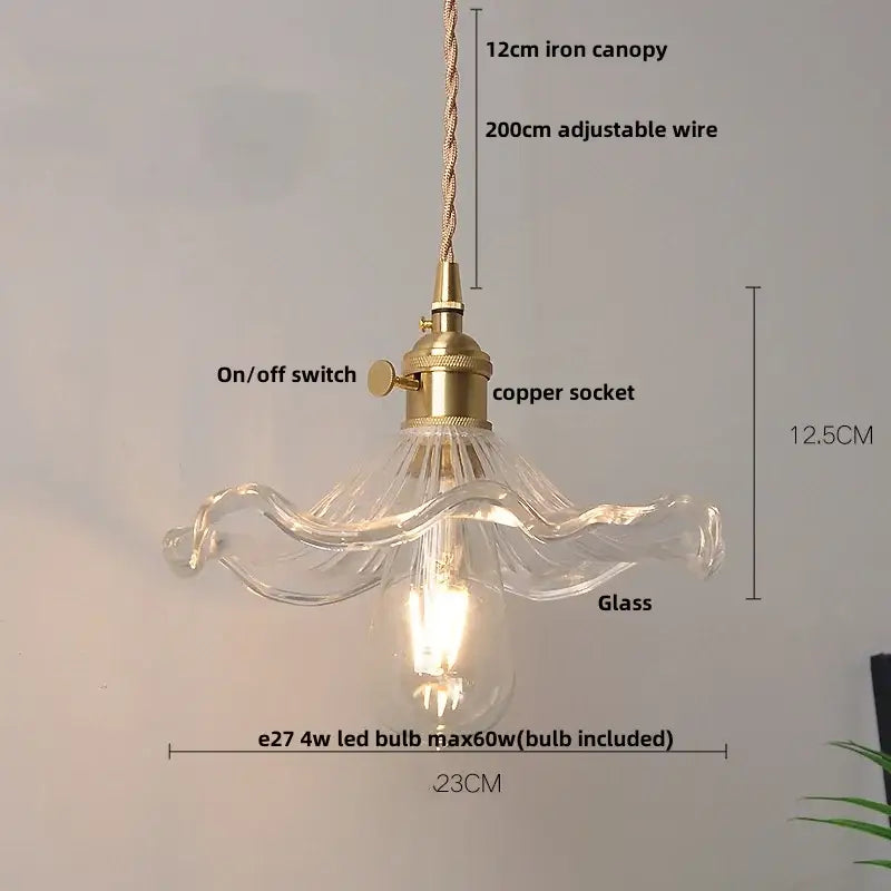 DecorBites™ Brass LED Pendant Light Fixture Clear Glass Adjustable Nordic Hanging Lamp