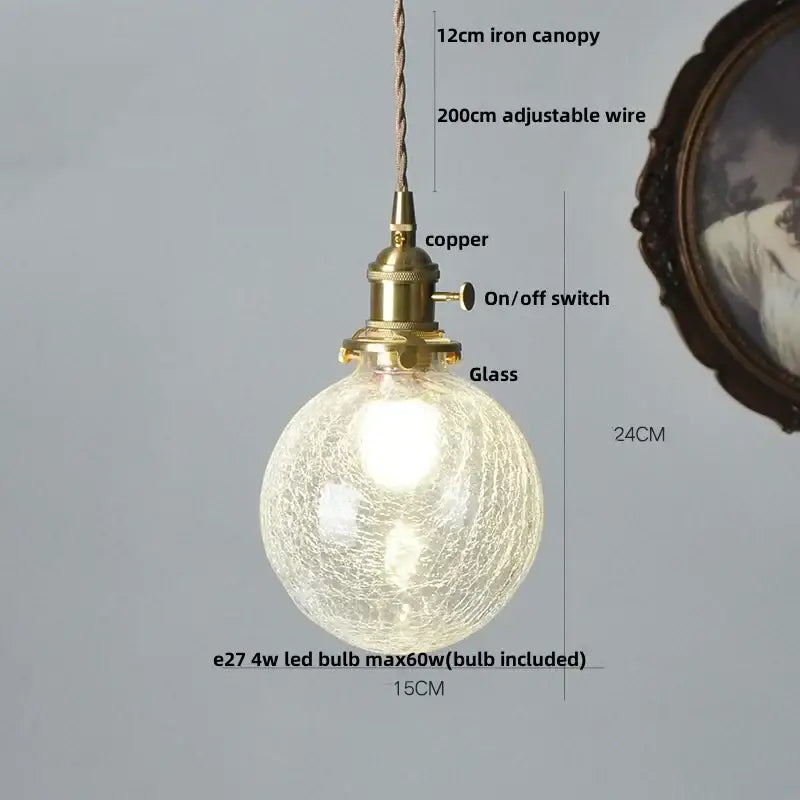 DecorBites™ Brass LED Pendant Light Fixture Clear Glass Adjustable Nordic Hanging Lamp