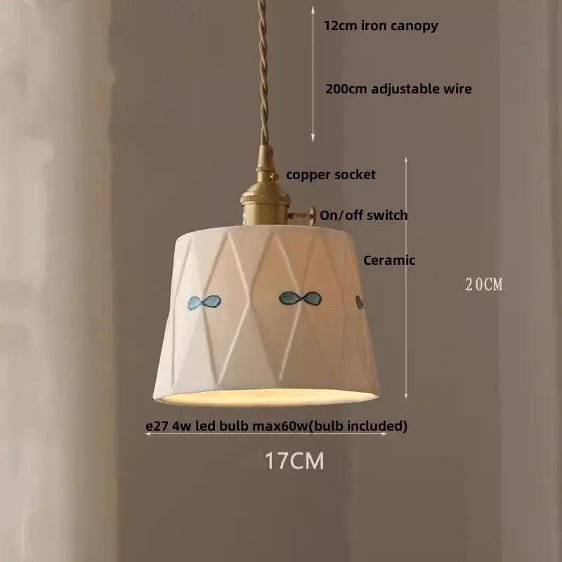 DecorBites™ Brown Wood LED Pendant Light - Nordic Modern White Ceramic Hanging Lamp