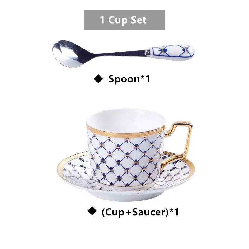 DecorBites™ 3-Piece Bone China Coffee Set 200ml Nordic Gold Porcelain Tea Cup