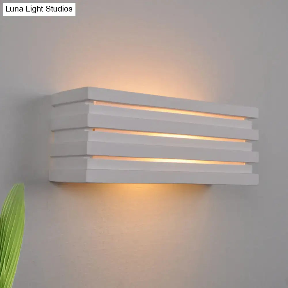 Nordic style white louvered wall sconce bedroom light