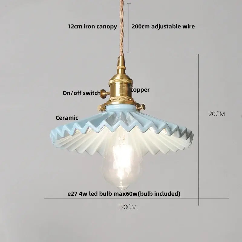 DecorBites™ Brown Wood LED Pendant Lamp Ceramic Nordic Hanging Light Fixtures