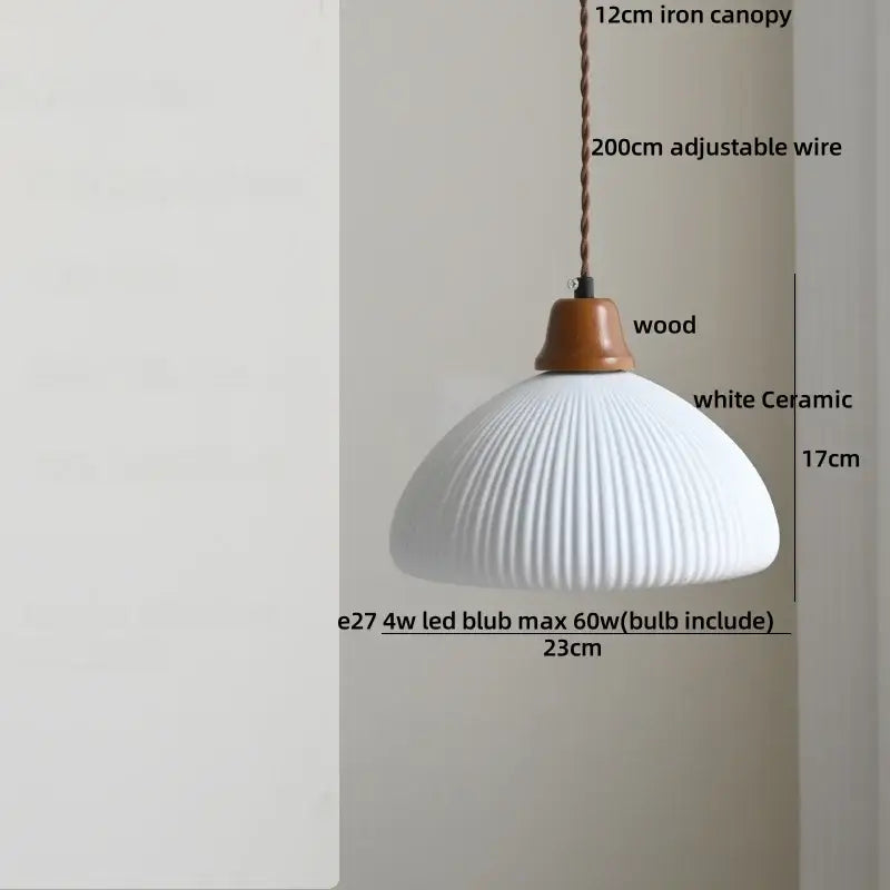 DecorBites™ Brown Wood LED Pendant Lamp Ceramic Nordic Hanging Light Fixtures