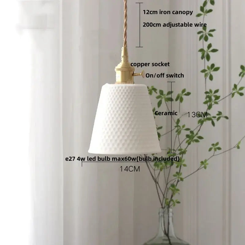 DecorBites™ Brown Wood LED Pendant Lamp Ceramic Nordic Hanging Light Fixtures