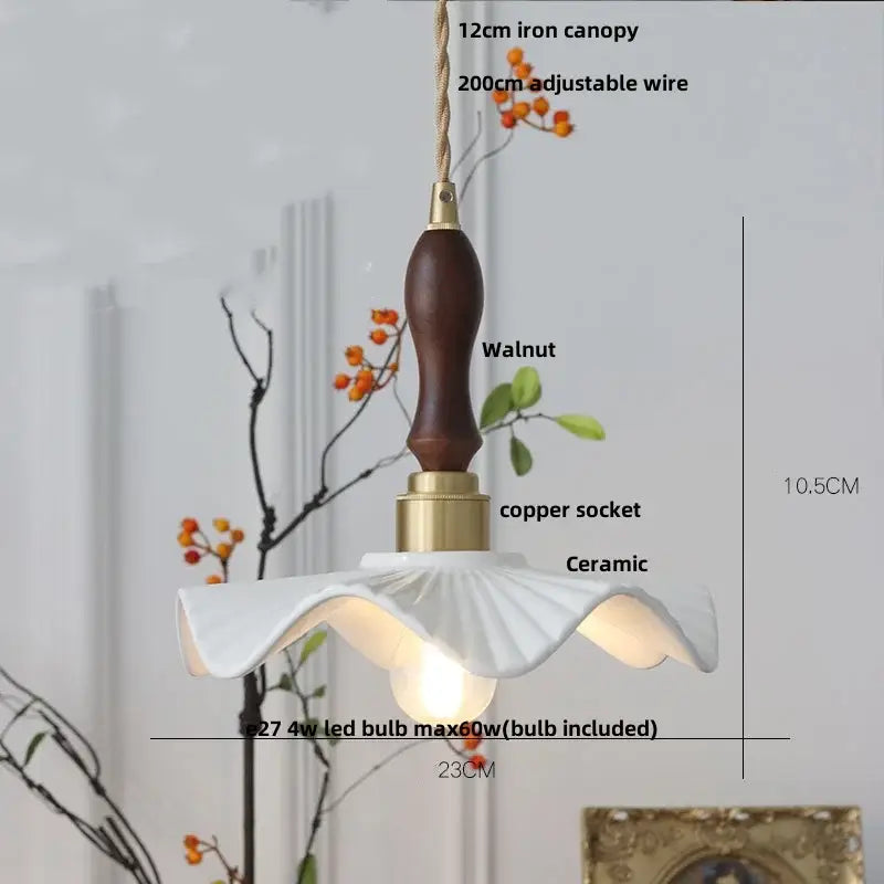 DecorBites™ Brown Wood LED Pendant Lamp Ceramic Nordic Hanging Light Fixtures